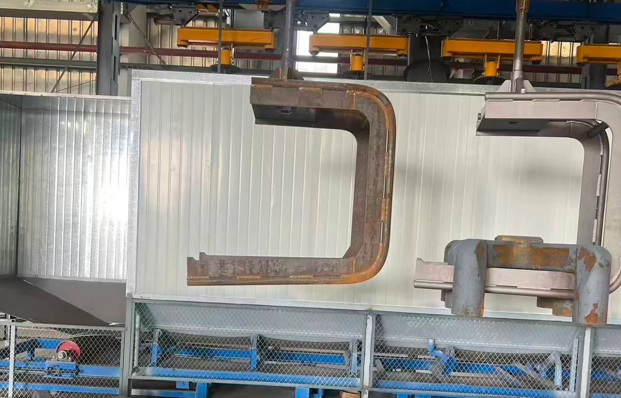 Aluminum plant anode steel claw shot-blasting cooling line